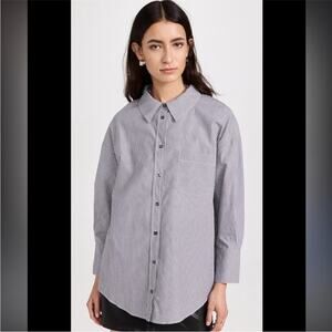 Anine Bing Mika Grey & White Striped Button Down Shirt XS